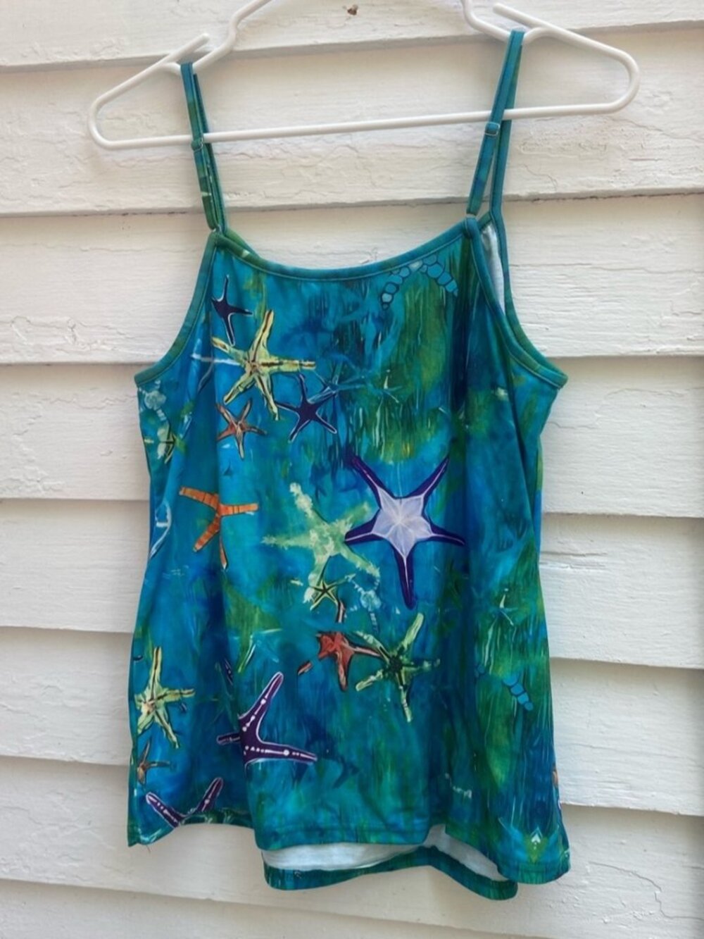 Blue-Green Starfish Print Camisole Top - Picture 2 of 4